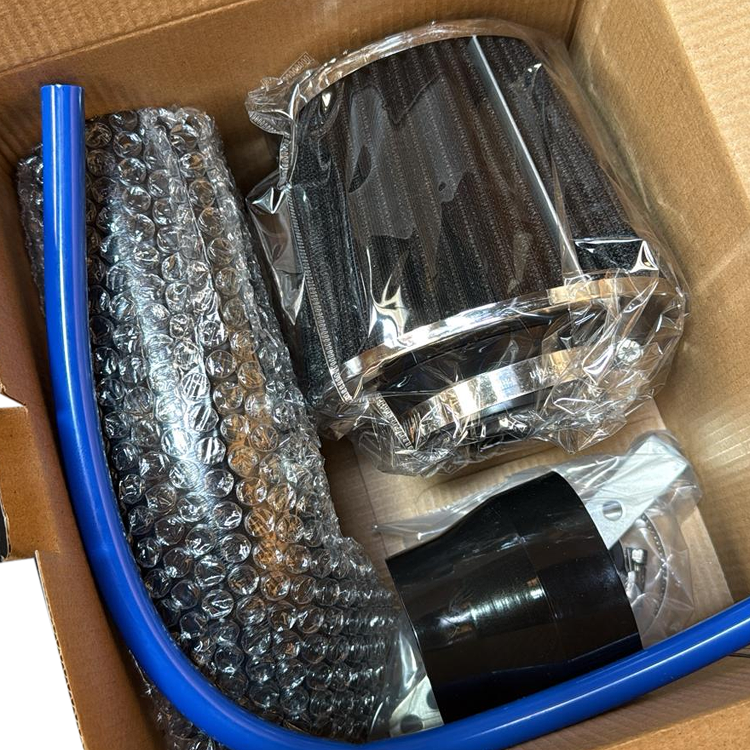 FILTRO DE AIRE CÓNICO CON CAÑO ADMISIÓN DIRECTA - NEGRO / AZUL