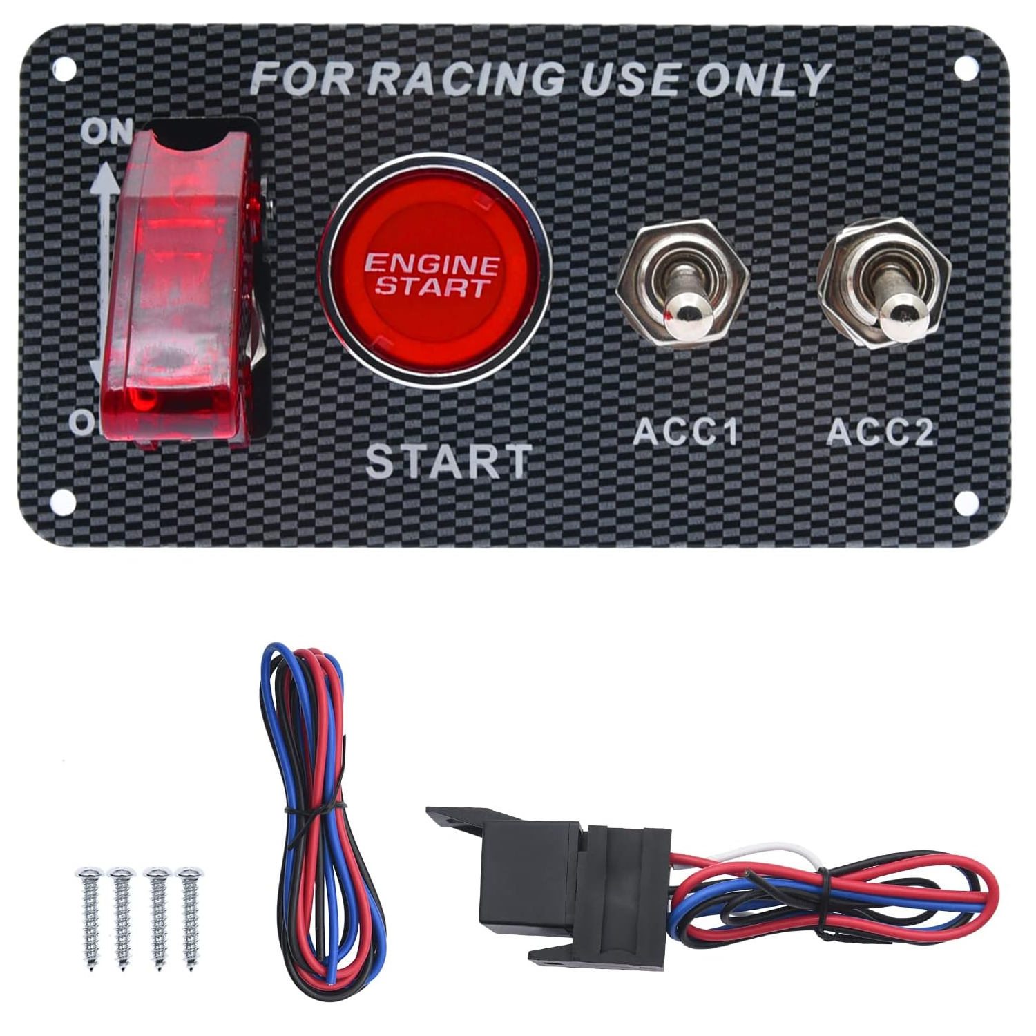 PANEL DE ENCENDIDO RACING COMPETICIÓN SIMIL FIBRA DE CARBONO