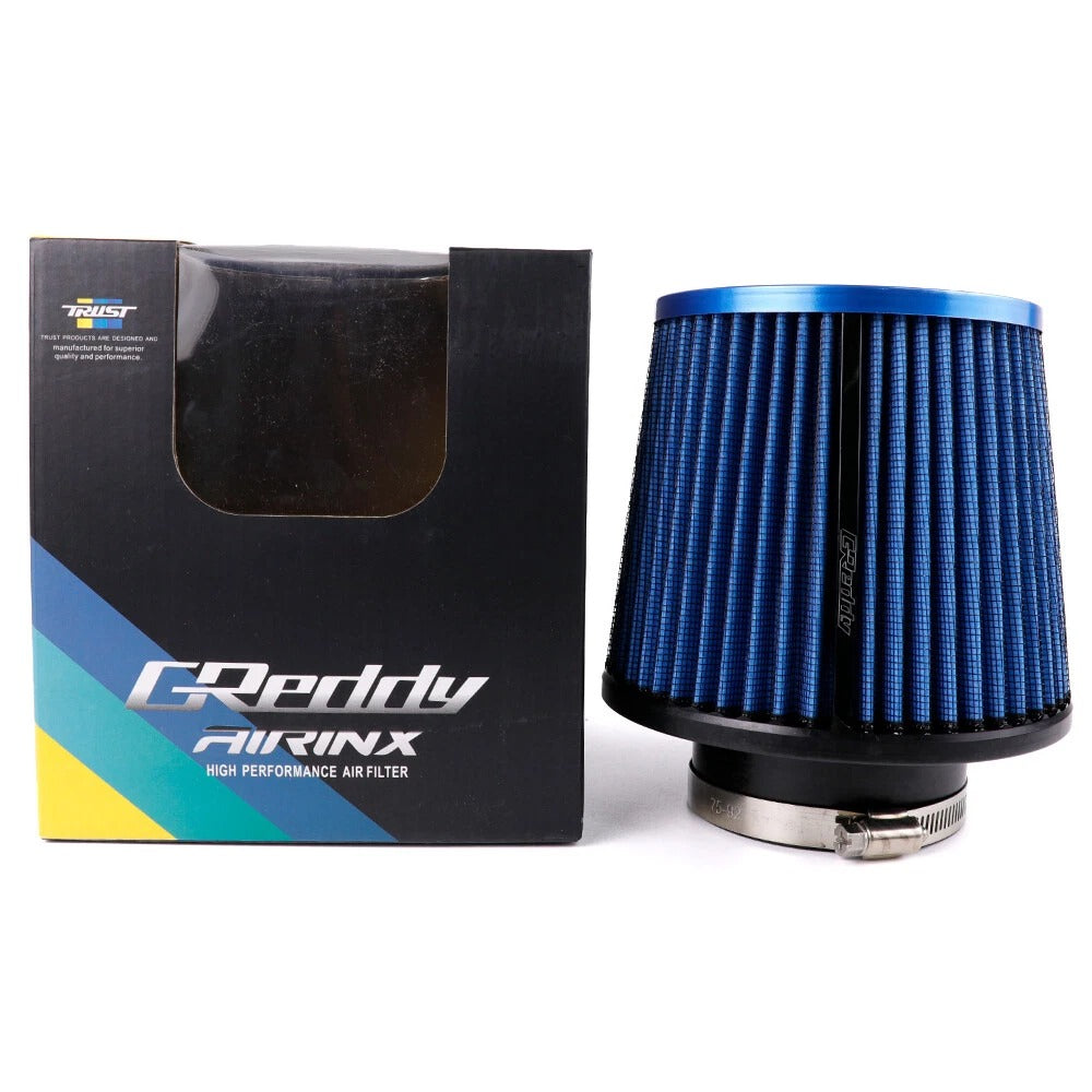 FILTRO DE AIRE BICÓNICO ALTA PERFORMANCE 76MM GREDDY - NEGRO / AZUL / ROJO