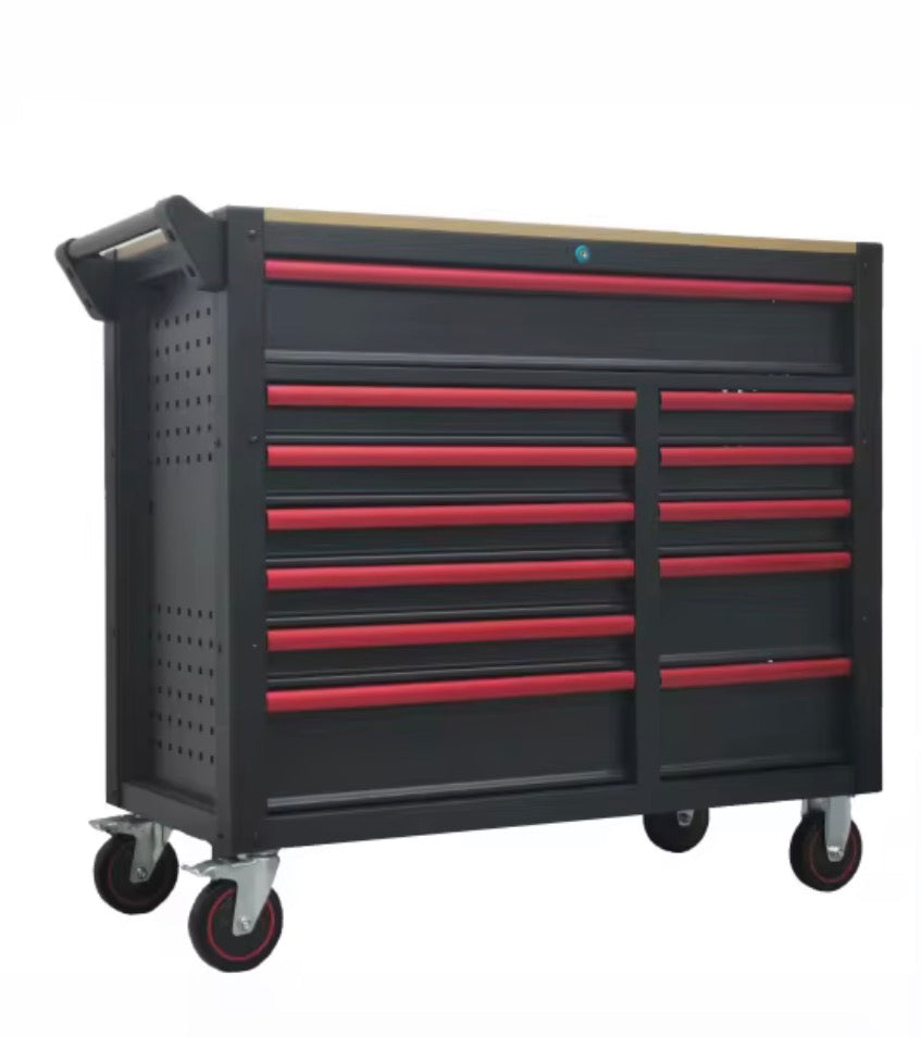 CARRO GABINETE 12 CAJONES CON 471 HERRAMIENTAS - MESA MADERA