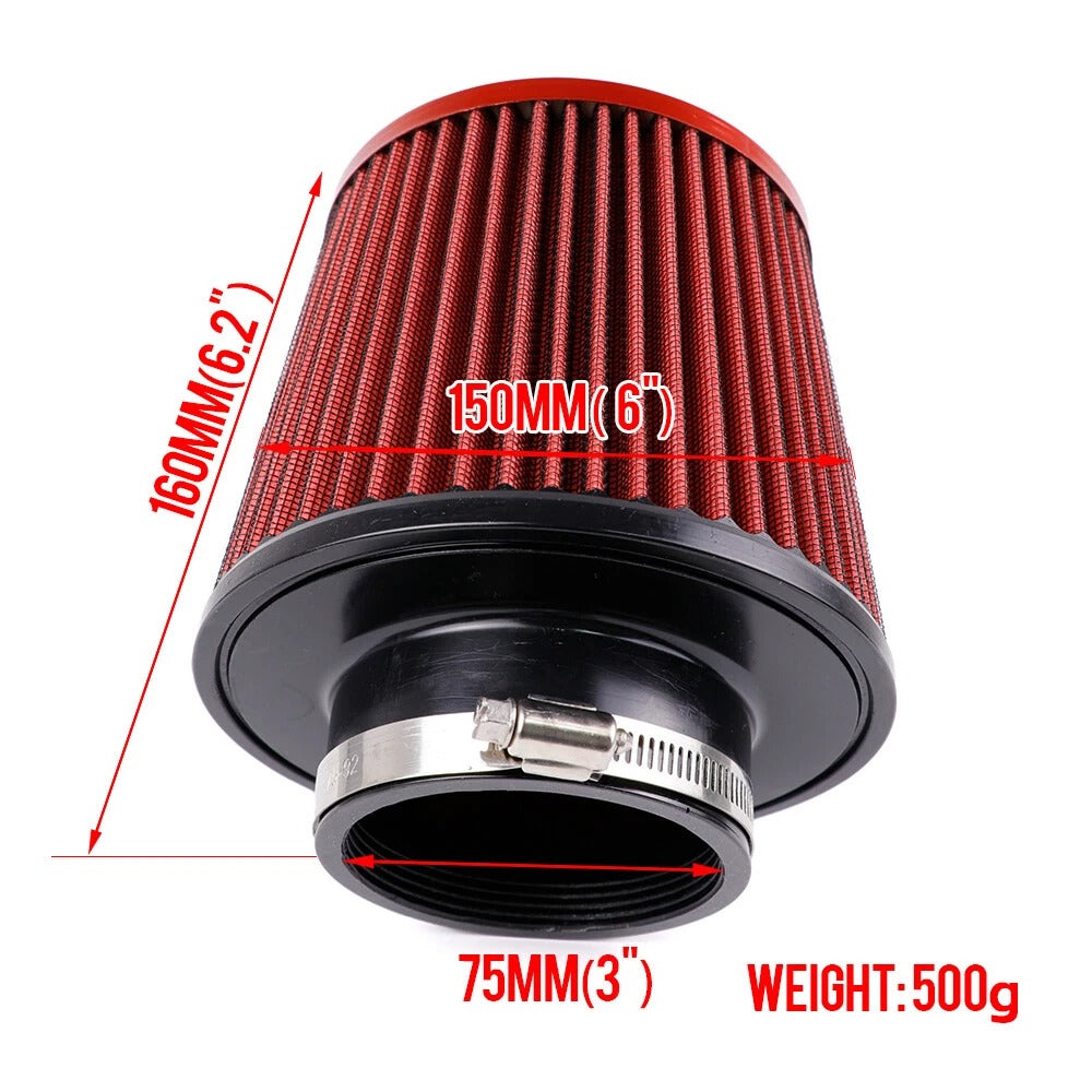 FILTRO DE AIRE BICÓNICO ALTA PERFORMANCE 76MM GREDDY - NEGRO / AZUL / ROJO