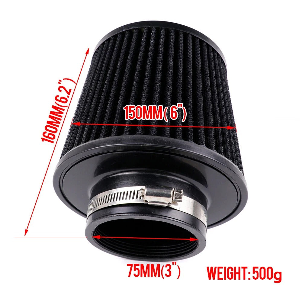 FILTRO DE AIRE BICÓNICO ALTA PERFORMANCE 76MM GREDDY - NEGRO / AZUL / ROJO